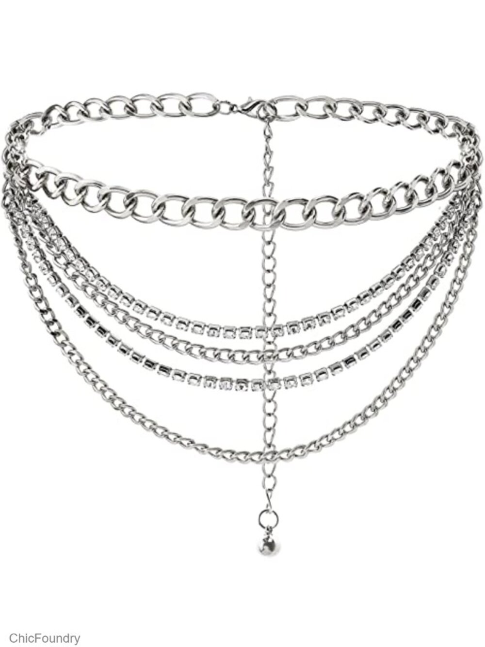 Multilayer Rhinestone Chain Belt